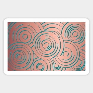 Rose Gold Background with Teal Circular Designs Sticker